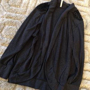 Cocoon Cardigan Sweater with Shoulder Accents